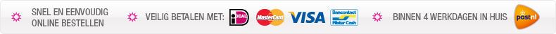 Snel en eenvoudig online bestellen - Veilig betalen met Ideal Mastercard of Visa - Binnen 4 werkdagen in huis met PostNL